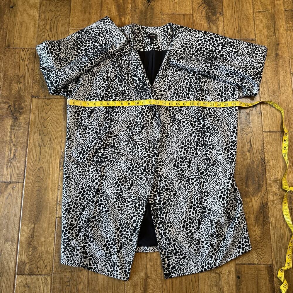 Rafaella Knit Open Front Cardigan Jacket Leopard Animal Print Black White Sz L - Picture 4 of 5